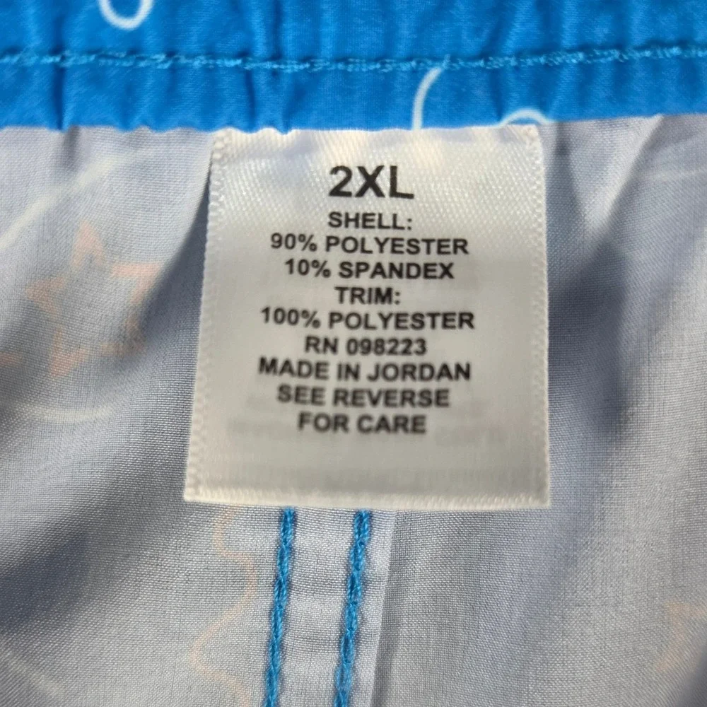 Magellan Outdoors Mens 2XL Blue Patriotic Fireworks American Flag Swim Trunks